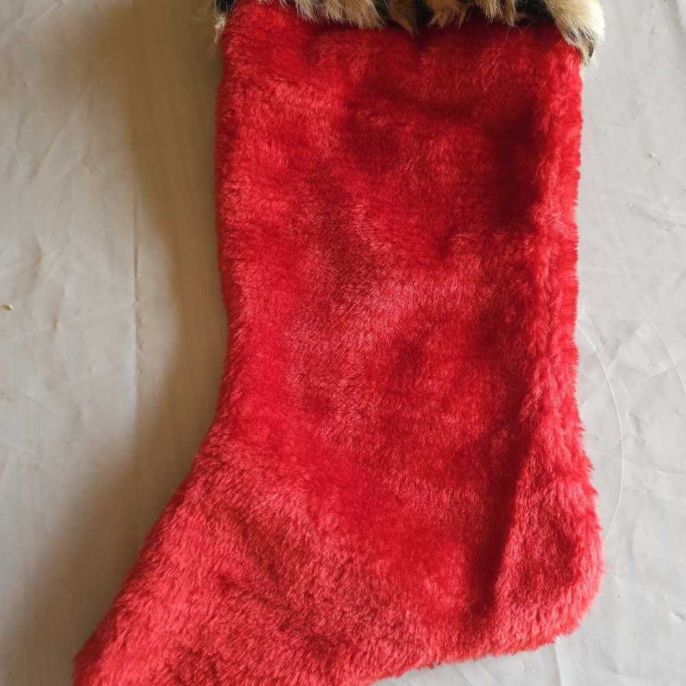 Luxurious Red Faux Fur Christmas Stocking